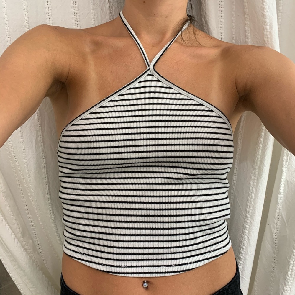 Forever 21 Striped Halter Crop Top